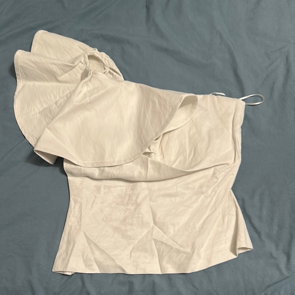 Zara White Flared Sleeve Blouse